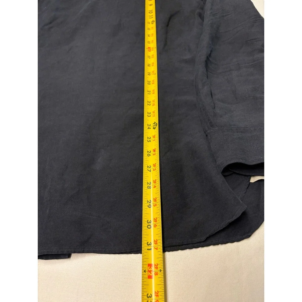 Banana Republic Heritage Silk Linen Field Shirt Mens L Black Safari Utility Top